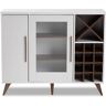 Baxton Studio Pietro 24-Bottle White and Walnut Brown Wine Cabinet