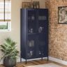 Novogratz Chann in.g Navy 72.83 in. H Storage Cab in.et with 2-Mesh Metal Locker Style Doors