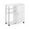 Furinno Helena 4-Tier Wood Wheeled Storage Cart in White Oak