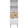 Tvilum 67.44 in. White/Oak Structure Wood 4-shelf Standard Bookcase with Doors