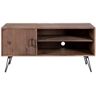 THE URBAN PORT Clive 48 in. Rustic Brown Reclaim Wood Rectangle Farmhouse Media Console TV Stand with 1 Door and Metal Legs