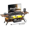 Bestier 70 in. Rustic Brown LED Gaming TV Stand with Drawer and Power Outlets for TVs Up to 75 in. Entertainment Center