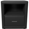 Boyd Sleep Lombardi Black Faux Leather 1-Drawer Fully Assembled Nightstand