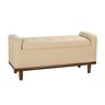 JAYDEN CREATION Christoph Linen Upholstered Flip Top Storage Bench with Storage Space 46.2 in. W x 16.5 in. D x 21.7 in. H