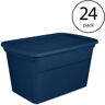 Sterilite 30 gal. Lidded Stackable Storage Tote Container in Blue, 24-Pack