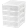 IRIS 7.25 Qt. Compact Desktop 4-Drawer System in White, Storage Tote