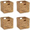 Trademark Innovations 12 in. H x 12 in. W x 12 in. D Natural Tan Hyacinth Cube Storage Bin (4-Pack)