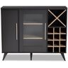 Baxton Studio Pietro 24-Bottle Dark Gray and Oak Brown Wine Cabinet