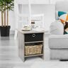 Furinno Home Living Bin Drawer French Oak Grey Nightstand