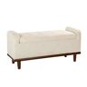 JAYDEN CREATION Christoph Ivory Upholstered Flip Top Storage Bench with Storage Space 46.2 in. W x 16.5 in. D x 21.7 in. H