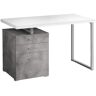 COMPUTER DESK - 3 STORAGE DRAWERS / LEFT OR RIGHT SETUP / FLOATING DESKTOP - 48"L - WHITE TOP / GREY CONCRETE-LOOK