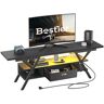 Bestier 70 in. Black Carbon Fiber LED Gaming TV Stand with Drawer and Power Outlets for TVs Up to 75 in. Entertainment Center