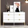 FUFU&GAGA White 8-Drawer 55.1 in. W Chest of Drawers, Dresser, Storage Cabinet with Golden Metal Legs