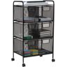 Mind Reader 6-Tier Metal 4-Wheeled Rolling Utility Storage Cart with Drawers in Black