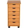 Adeptus 6-Drawer Solid Wood Mobile Storage Cart in Pine