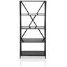 Furniture of America Libi 57 in. H Black 5-Shelf Bookcase With Glass Shelves