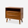 JAYDEN CREATION Leslie Mid-Century Modern Acorn 2-Drawer Nightstand with Built-In Outlets