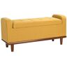 JAYDEN CREATION Christoph Mustard Upholstered Flip Top Storage Bench with Storage Space 46.2 in. W x 16.5 in. D x 21.7 in. H