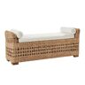 JAYDEN CREATION Joachim Farmhouse Rattan Storage Hollow-Carved Design Bedroom Bench with Acacia Wood Leg-Natural