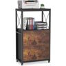 Tribesigns Frances 43.3 in. Black and Brown Vertical Rolling File Cabinet, Industrial Filing Cabinet with 2-Large-Drawer