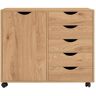 MAYKOOSH Natural 5 Drawer with Shelf 30.7 in W x 15.7 in D x 26.3 in H Wooden File Cabinets Vertical File Cabinet