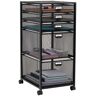 Mind Reader 5-Tier Metal 4-Wheeled Rolling Utility Storage Cart with Drawers in Black