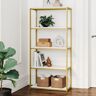 Nathan James Oscar 59 in. White/Gold Brass Wood and Metal 5-Shelf Modern Etagere Bookcase with Storage Shelves