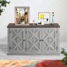 FESTIVO 3 Door Saw Cut Off White Barn Farmhouse Styl Accent Cabinet for Storage