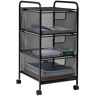 Mind Reader 3-Tier Metal 4-Wheeled Rolling Storage Cart with Removable Drawers in Black