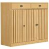 FUFU&GAGA 39.4 in. H x 47.2 in. W Burly Wood Grain Wooden Shoe Storage Cabinet, Console Table 6-Shelves, 3-Doors and 2-Drawers