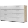 Tvilum Austin 8-Drawer Oak Structure/White High Gloss Double Dresser