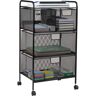 Mind Reader 4-Tier Metal 4-Wheeled Rolling Utility Storage Cart with Drawers in Black