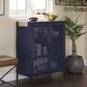 Novogratz Chann in.g Navy 39.96 in. H Storage Cab in.et with 2-Mesh Metal Locker Style Doors