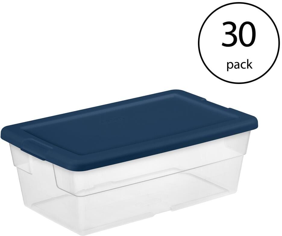 The Best Storage Containers for Organizing Your Space 23 Sterilite Stackable 6 Qt Storage Box Container, Clear, Marine Blue Lid (30 Pack)
