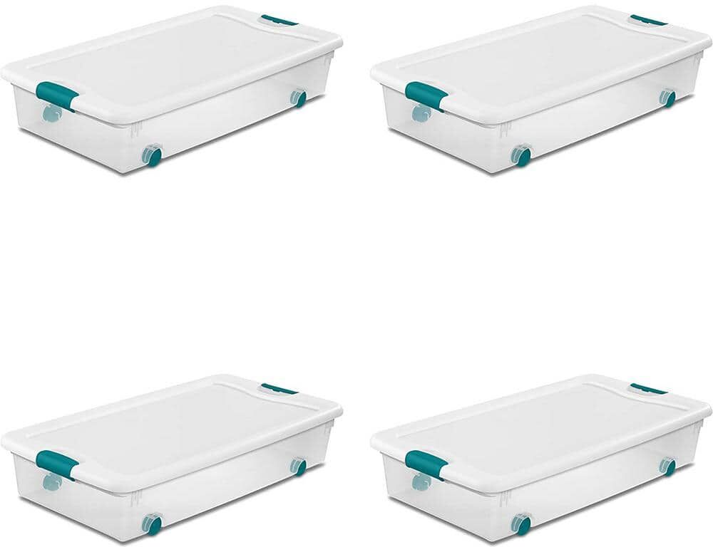 The Best Storage Containers for Organizing Your Space 42 Sterilite 56 qt. Latching Stackable Wheeled Storage Container with Lid (4-Pack)