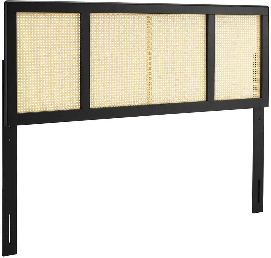 MODWAY Delmare Black Cane Queen Headboard