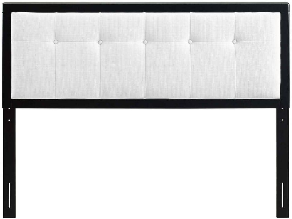 MODWAY Draper Tufted in Black White King Fabric and Wood Headboard