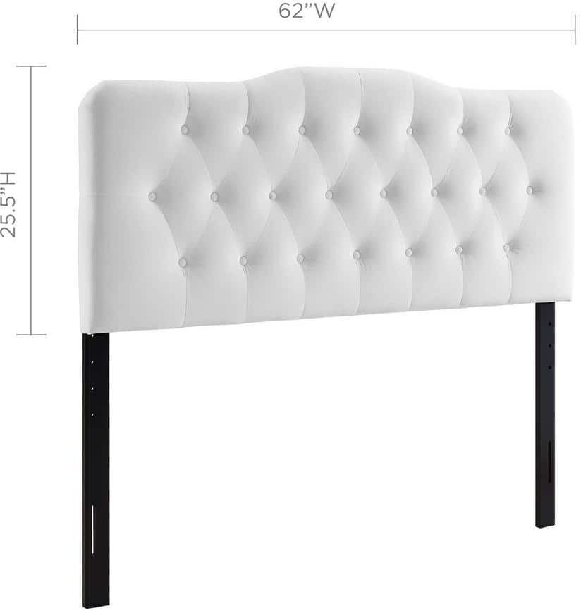 MODWAY Annabel White Queen Diamond Tufted Performance Velvet Headboard