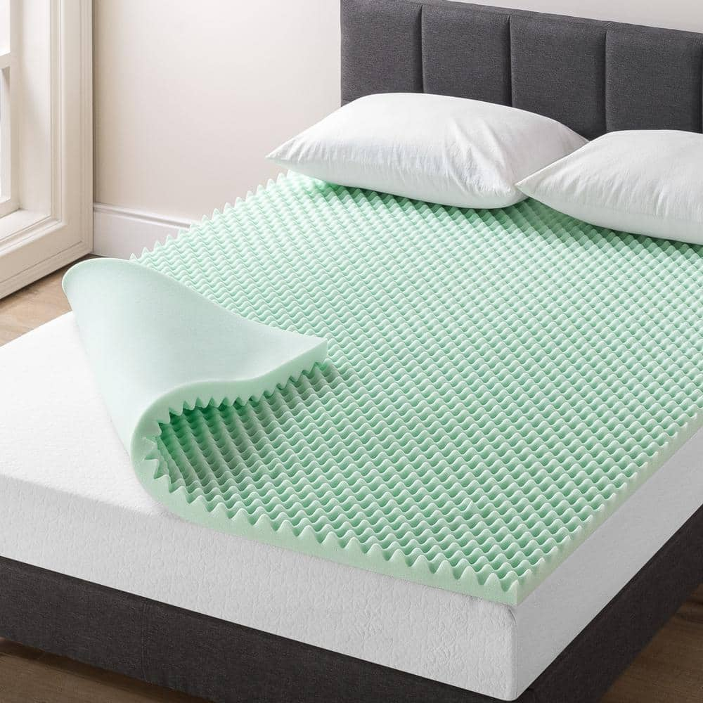 MELLOW 2 in. Twin XL Egg Crate Memory Foam Mattress Topper with Aloe Vera Infusion