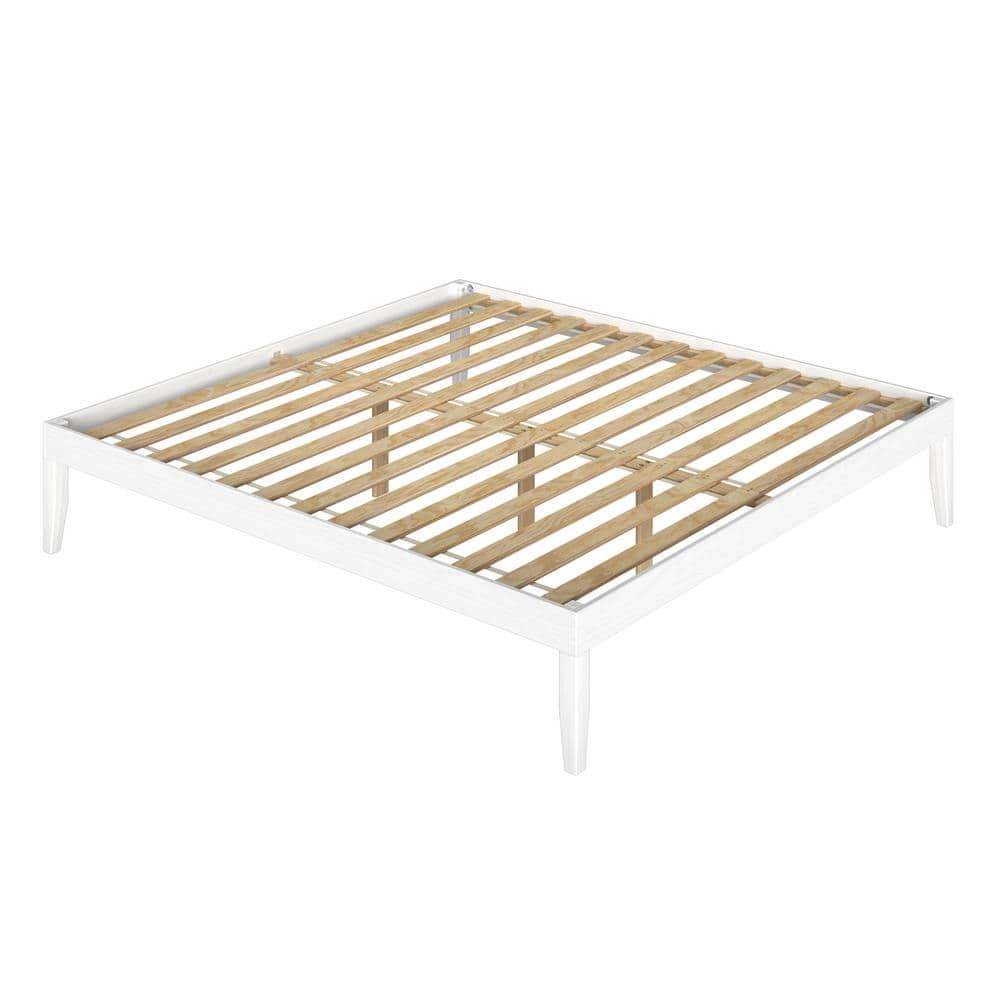 Linon Home Decor Pheba White Wood Frame King Platform Bed