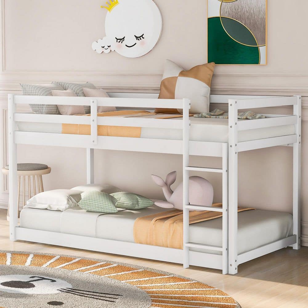 Harper & Bright Designs White High Quality Twin Over Twin Bunk Bed