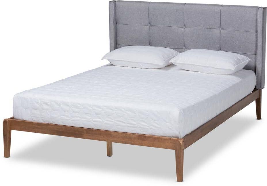 Baxton Studio Edmond Grey/Ash Walnut Full Platform Bed