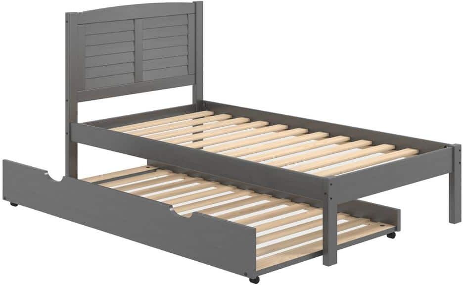 Donco Kids Antique Grey Twin Louver Bed and Trundle Bed