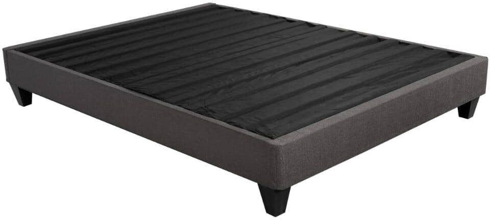 Benjara Gray Wood Frame King Platform Bed with Head Board