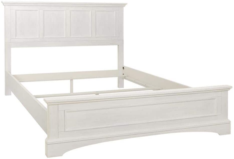 OSP Home Furnishings Farmhouse Basics Rustic White Wood Frame Queen Panel Bed : Headboard, Footboard and Side Panels, plus Bedframe