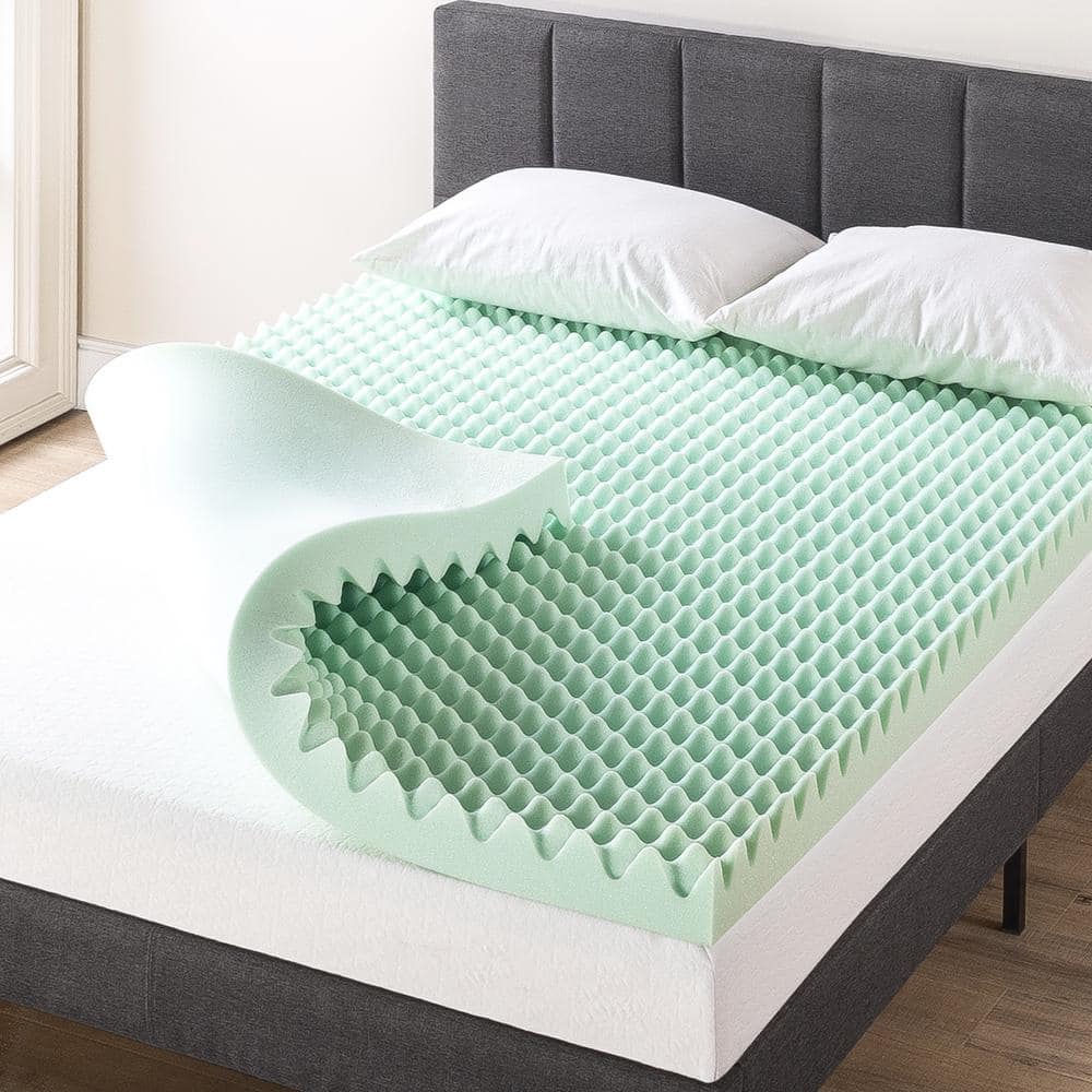 MELLOW 4 in. Twin Egg Crate Memory Foam Mattress Topper with Aloe Vera Infusion