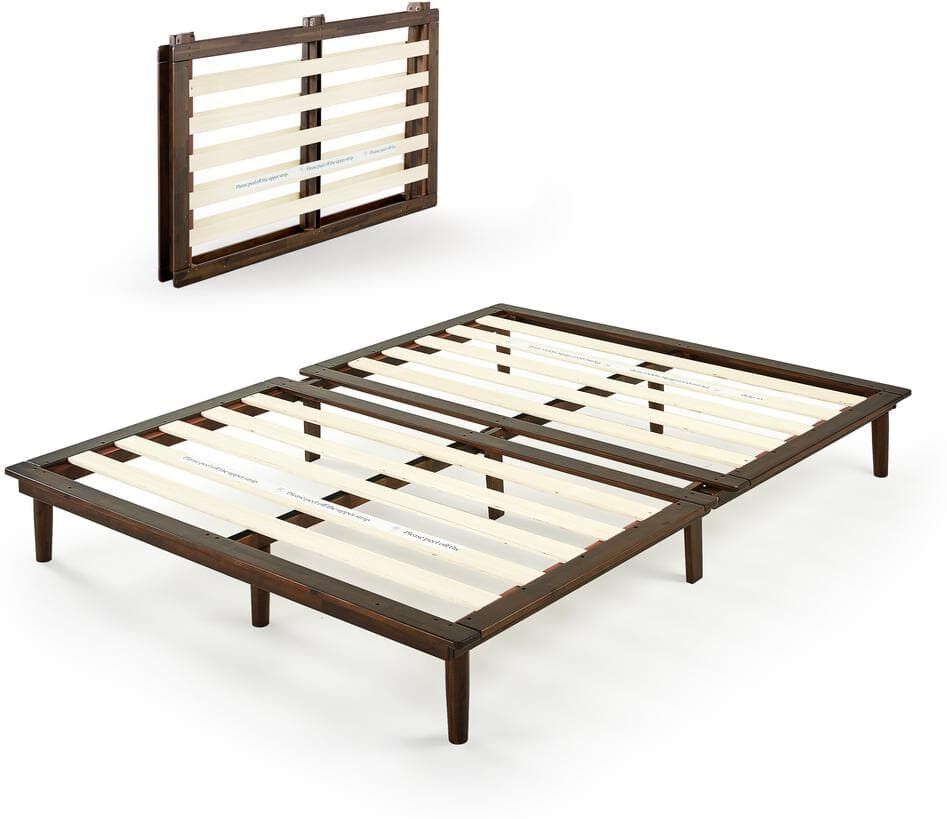 Zinus Bobbie Brown Queen Wood Platform Bed Frame