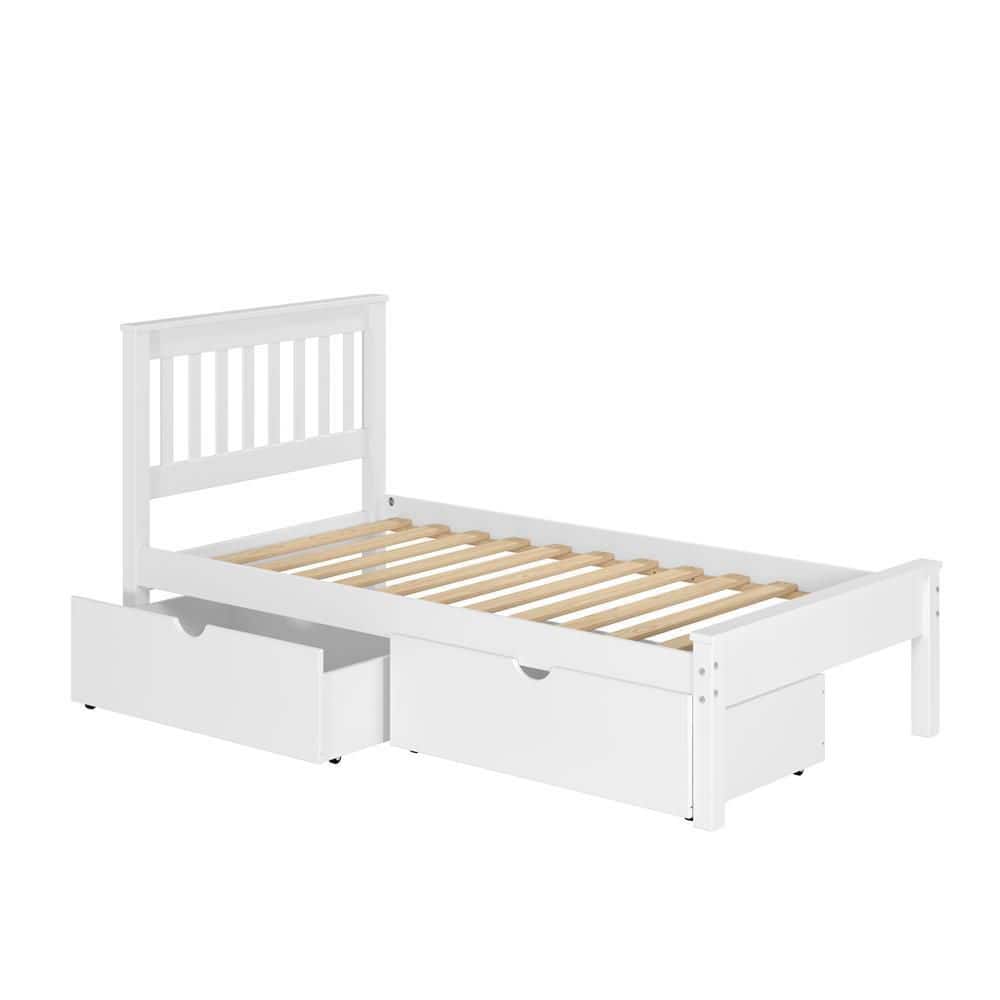 Donco Kids White Twin Contempo Bed with Dual Under Bed Drawers
