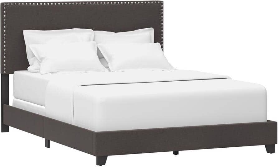 Hillsdale Furniture Gayle Nail Head Trim Upholstered Full Bed, Charcoal