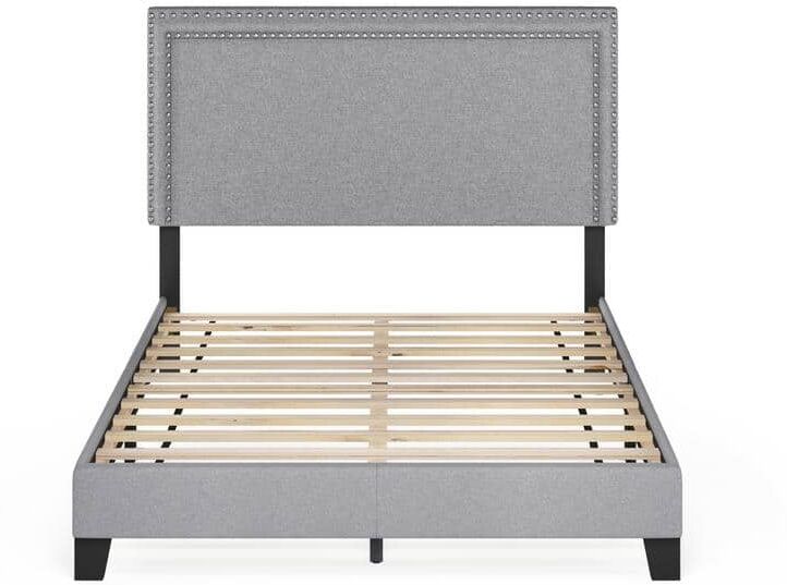 Furinno Laval Glacier Full Double Row Nail Head Bed Frame